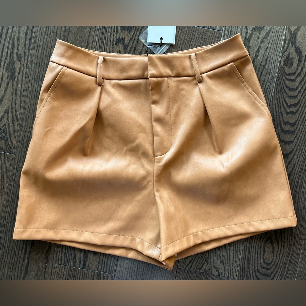 7 For All Mankind authentic faux leather caramel shorts
